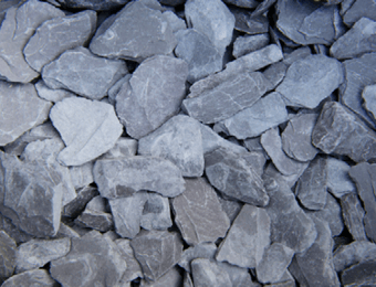 Blue slate displayed loose, containing blue/grey stones, graded from 30mm to 50mm.