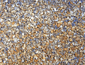 Shingle, containing fine, golden, grey & brown gravel, graded from 2mm to 6mm, displayed loose.
