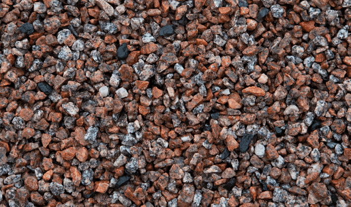 Loose display of Cleanstone, graded from 4mm to 10mm, containing limestone, granite, basalt & ragstone.